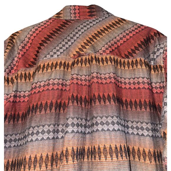 J L Powell Aztec Button Up Flannel Shirt Men's Size XXL Western Geometric Fall - Picture 7 of 11